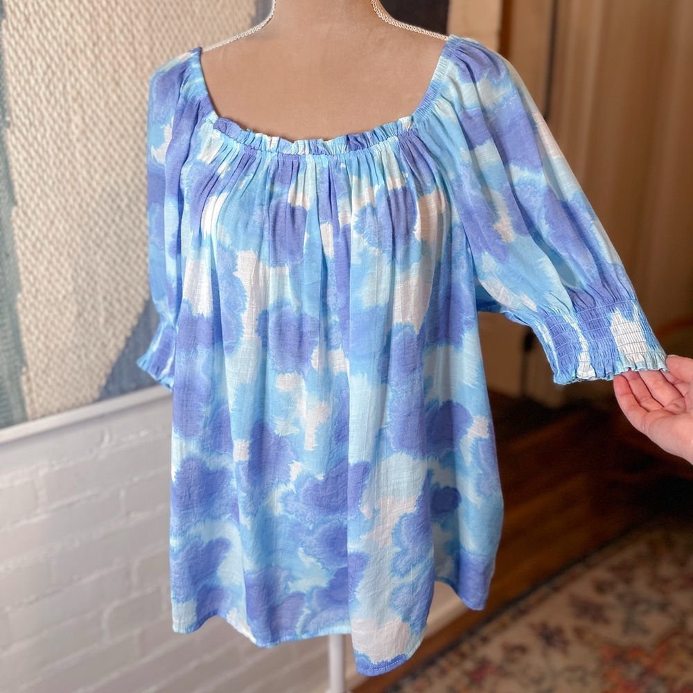 Zac & Rachel Woman Blue Tie Dye Flowy Blouse